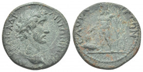 LYCAONIA. Savatra. Antoninus Pius (138-161). AE.
Obv.: ΑVΤ ΚΑΙϹ ΑΔΡ ΑΝΤΩΝΙΝΟϹ ϹΕ.
Laureate head of Antoninus Pius, r.
Rev.: ϹΑΟVΑΤΡΕΩΝ.
Nude lake-...