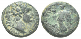 PAMPHYLIA. Side. Domitian (81-96). AE.
Obv: ΔOMITIANOC KAICAP.
Laureate head of Domitian, right.
Rev: CIΔ - HT.
Athena advancing l., with spear an...