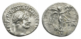 CAPPADOCIA. Caesarea. Hadrian (117-138 AD). AR, Hemidrachm.
Obv: AYTO KAIC TPAI AΔPIANOC CЄBACT.
Laureate bust to right, slight drapery on far shoul...