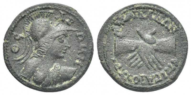PHRYGIA. Amorium. Pseudo-autonomous. Time of Geta. AE.
Obv: ΘEA PΩMH.
Helmeted...