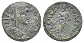CARIA. Trapezopolis. Pseudo-autonomous (Mid-late 2nd century AD). AE.
Obv: ΙЄΡΑ ΒΟΥΛΗ.
Veiled and draped bust of the Boule right.
Rev: ΤΡΑΠЄΖΟΠΟΛΙT...