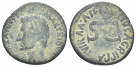ROME. Augustus (27 BC-AD 14). As struck by P. Lurius Agrippa, 7 BC. AE
Obv.: CAESAR AVGVST PONT MAX TRIBVNIC POT.
Bare head.
Rev.: P LVRIVS AGRIPPA...