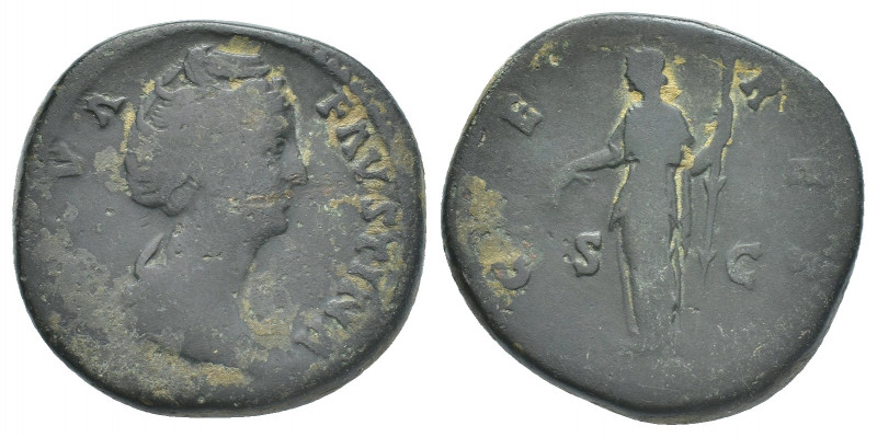 FAUSTINA SENIOR, wife of Antoninus Pius, (died, 151 AD), AE Sestertius,
Obv: Dr...