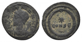 CONSTANTINE I THE GREAT (306-337 AD). Commemorative Series. Follis, Constantinople.
Obv: POP ROMANVS.
Bust of the Genius of the People of Rome, laur...