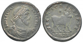JULIAN II APOSTATA (360-363). AE. Antioch.
Obv: D N FL CL IVLIANVS P F AVG.
Bust of Julian, pearl-diademed, draped, cuirassed, right
Rev: SECVRITAS...