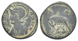 City Commemorative. Struck under Constantine I. Constantinople (330-333 AD). Bl Nummus.
Obv: VRBS ROMA.
Helmeted bust of Roma, left; wearing imperia...