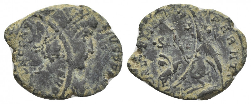 CONSTANTIUS II (337-361 AD) Æ Centenionalis. Overstruck.
Obv: DN CONSTANTIVS PF...