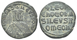 LEO VI THE WISE (886-912 AD). Follis, Constantinople.
Obv: + LEOn bASILEVS ROm'.
Bust facing, with short beard, wearing crown ornamented with cross ...