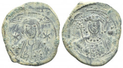 MICHAEL VII DUCAS (1071-1078 AD). Follis, Constantinople.
Obv: IC - XC.
Facing bust of Christ Pantokrator; star to left and right.
Rev: + MI[XAIΛ B...
