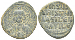 ANONYMOUS FOLLES. Class A2.40a Attributed to Basil II & Constantine VIII (976-1025 AD). Follis, Constantinople.
Obv: [+ ЄMMANOVHΛ] / [I]C - XC.
Bust...