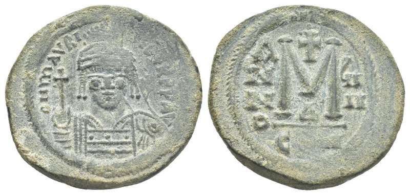 MAURICE TIBERIUS (582-602 AD). Follis, Constantinople. 4th officina. Dated RY 9 ...