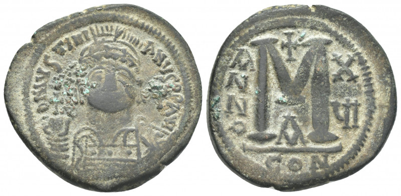 JUSTINIAN I (527-565 AD). Follis, Constantinople. Dated RY 16 (542/3).
Obv: D N...