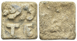 PB Lead Hellenistic balance weight, c. 4th-2th centuries BC,Thrace Lysimachea, tetarton.
Square in form with rounded corners.
Obv: Lion crouching l....