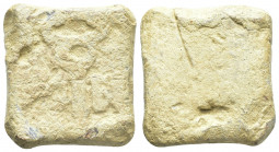 PB Lead Hellenistic balance weight, , c. 4th-2th centuries BC, Mysia? Kyzikos?
Square in form with rounded corners.
Obv: Kerykeion, surrounded trace...