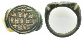 Ancient Byzantine bronze stamp ring. 7.6 gr.