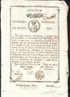 PUERTO RICO. 4 de mayo de 1813. Tesorería Nacional. Préstamo de veinticinco pesos, al 6 % de interés anual. Según acta de la Junta provincial de Hacie...