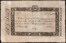 Banco Español de San Fernando. 1 de febrero de 1835. 4.000 reales de vellón. Sin firmas. E25a (500€). Algún rotito en margen superior, que está algo d...