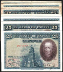 15 de agosto de 1928. 25 pesetas. Serie A. Colección avanzada de numeración correlativa del dígito del millón (8). Más serie D inicio de colección de ...