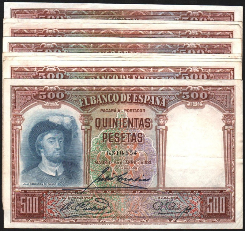 25 de abril de 1931. 500 pesetas. Inicio de colección de numeración correlativa ...