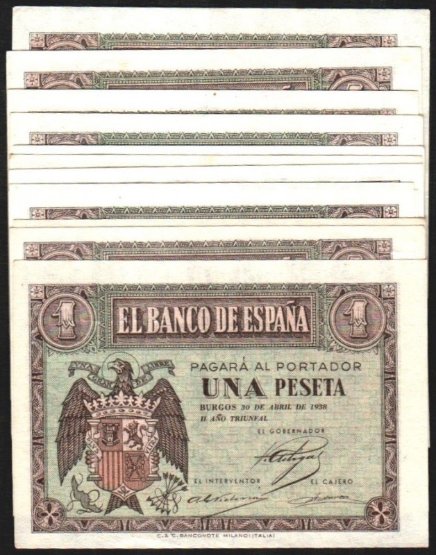 30 de abril de 1938. 1 peseta. Serie A, B, C, D, E, F, G, H, I, L, M y N. E428, ...