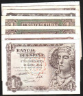 30 de abril de 1938. 1 peseta. Serie D y L. EBC+ y SC-, restos de apresto original. Más 1 pta. (5) 21/5/1943 serie B piquito ligeramente marcado SC, 1...