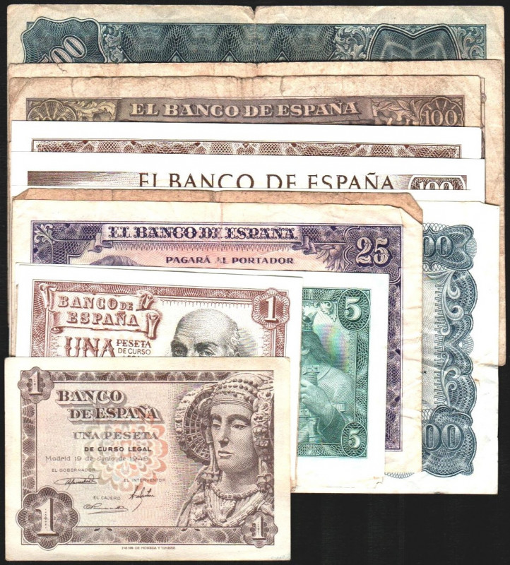 Lote de conjunto de Estado Español. 19/6/1948 1 pta. serie D EBC-. Más 22/7/1953...