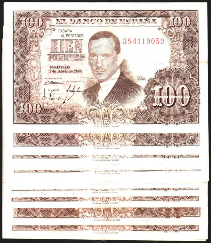 7 de abril de 1953. 100 pesetas. Sin serie, A, I, L, X, 1G, 1H, 1I, 1J, 1L, 1Y, ...