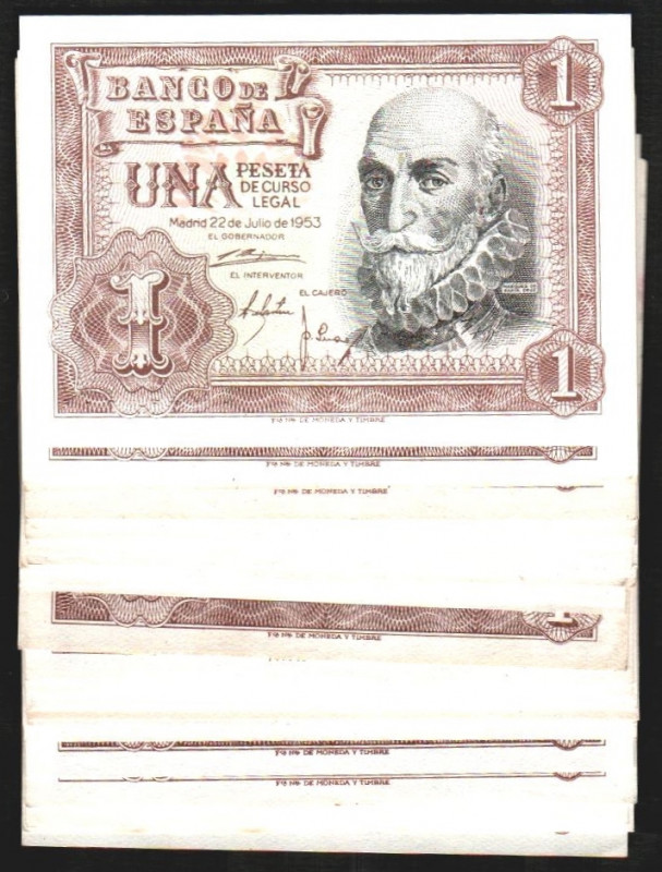 22 de julio de 1953. 1 peseta. Sin serie, A, B, C, D, E, F, G, H, I, J, K, L, M,...