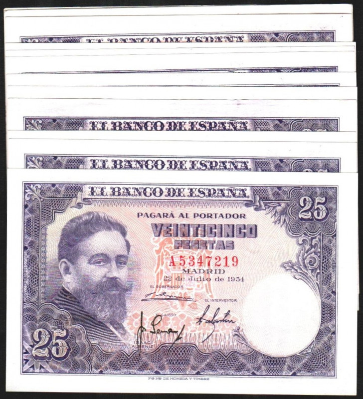 22 de julio de 1954. 25 pesetas. Serie A, B, D, E, F, G, I, J, K, M, N y P. E467...