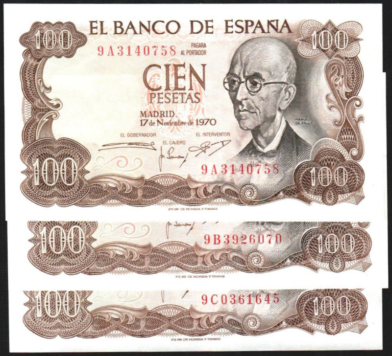 17 de noviembre de 1970. 100 pesetas. Serie 9A, 9B y 9C. E472d (30€). SC, aprest...