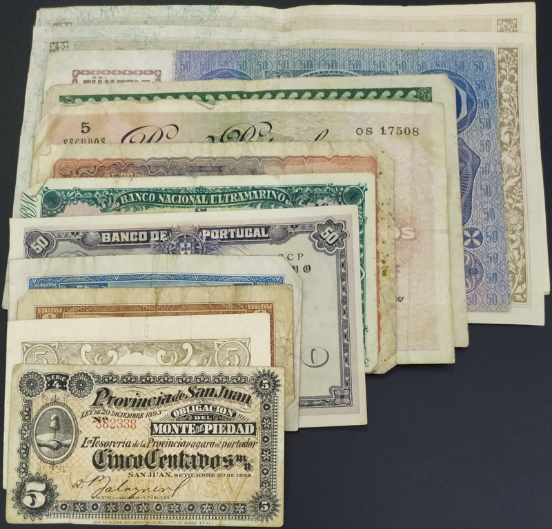 Lote de billetes extranjeros. LÍBANO. 5 y 10 piastras. PORTUGAL. 5 centavos Casa...