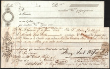 Letras de cambio. Plantilla sin usar fechable en Sevilla y solo aceptable su giro en oro o plata. Más serie fechada el 11 de junio de 1804 por valor d...
