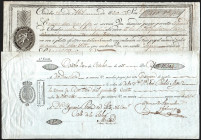 Dos letras de cambio giradas y fechadas en Córdoba por valor de "trece mil quinientos cuatro (13.504)" y "cinco mil cuatrocientos (5.400) reales de ve...