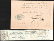 Recibo del Círculo de la Amistad de Córdoba, a nombre de Carlos Pikman (Pickman, de la Fábrica de cerámica de la Cartuja, falleció en 1883), por valor...