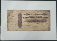 Crédito Comercial y Agrícola de Córdoba. Impresión moderna en papel verjurado de formato grande (42x29´5 cms) de la obligación al portador de 1.000 re...