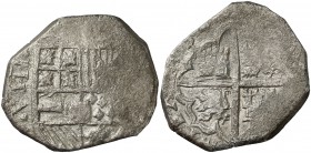 1634. Felipe IV. Cartagena de Indias. (E). 8 reales. (Cal. 257) (Restrepo M45-15). 25,92 g. VIII a izquierda del escudo. Rara. MBC-.