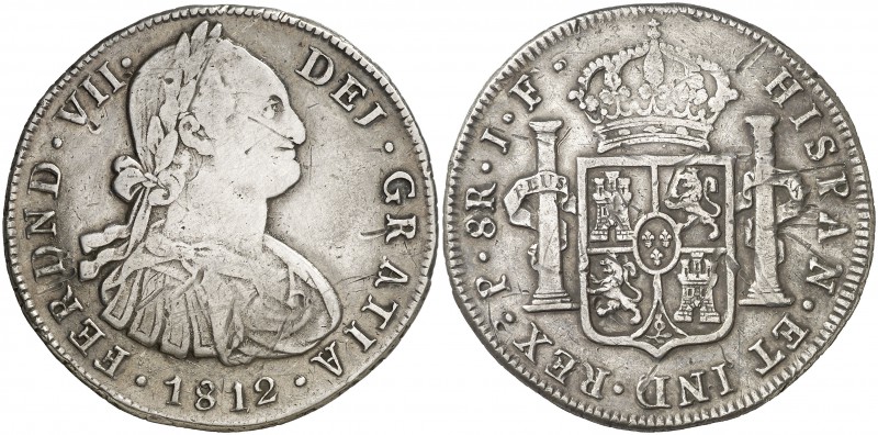 1812. Fernando VII. Popayán. JF. 8 reales. (Cal. 591) (Restrepo 120-3). 26,38 g....