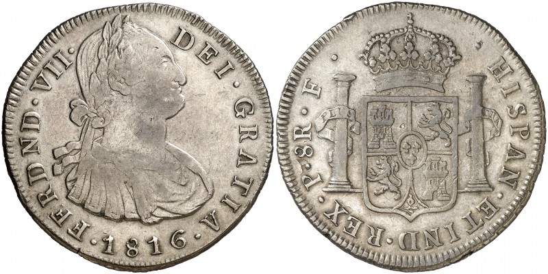 1816. Fernando VII. Popayán. F. 8 reales. (Cal. 596) (Restrepo 120-10). 26,85 g....