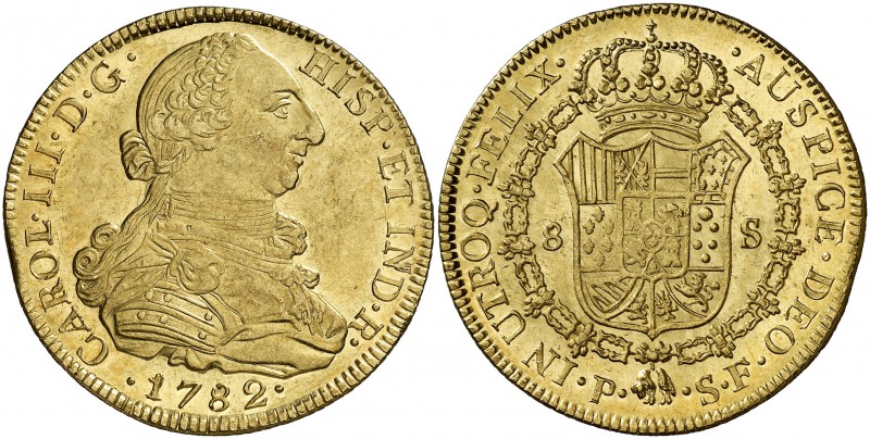 1782. Carlos III. Popayán. SF. 8 escudos. (Cal. 135) (Cal.Onza 817) (Restrepo 73...