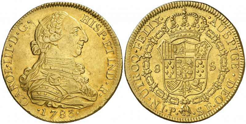 1783. Carlos III. Popayán. SF. 8 escudos. (Cal. 136) (Cal.Onza 819) (Restrepo 73...