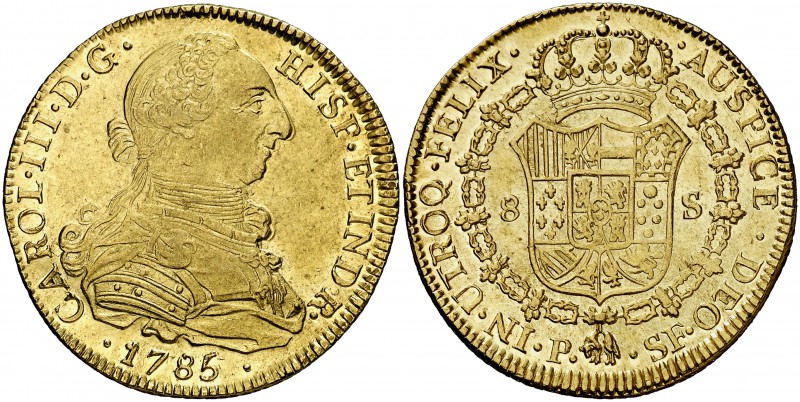 1785. Carlos III. Popayán. SF. 8 escudos. (Cal. 138) (Cal.Onza 821) (Restrepo 73...