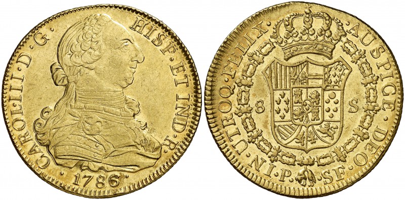 1786. Carlos III. Popayán. SF. 8 escudos. (Cal. 139) (Cal.Onza 822) (Restrepo 73...