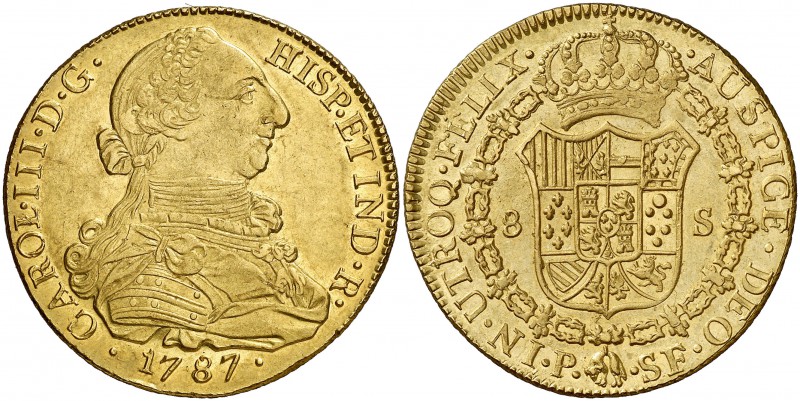 1787. Carlos III. Popayán. SF. 8 escudos. (Cal. 140) (Cal.Onza 823) (Restrepo 73...