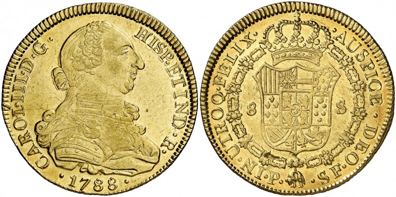 1788. Carlos III. Popayán. SF. 8 escudos. (Cal. 141) (Cal.Onza 824) (Restrepo 73...