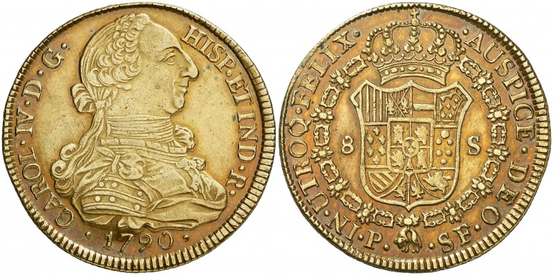 1790. Carlos IV. Popayán. SF. 8 escudos. (Cal. 67) (Cal.Onza 1049) (Restrepo 96-...