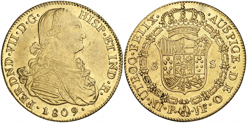 1809. Fernando VII. Popayán. JF. 8 escudos. (Cal. 65) (Cal.Onza 1275) (Restrepo ...