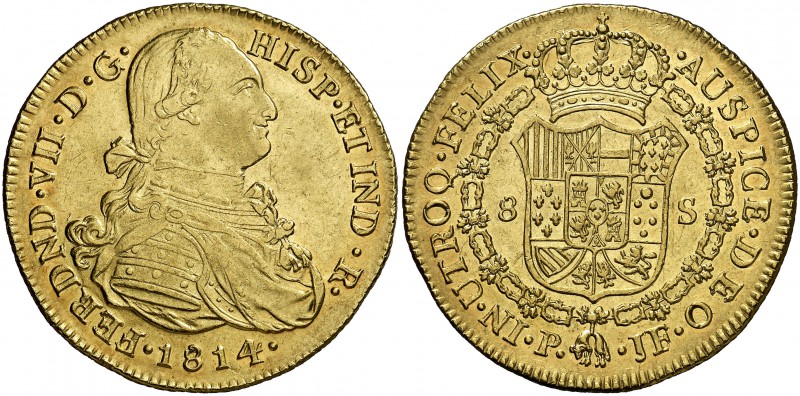 1814. Fernando VII. Popayán. JF. 8 escudos. (Cal. 74) (Cal.Onza 1288) (Restrepo ...