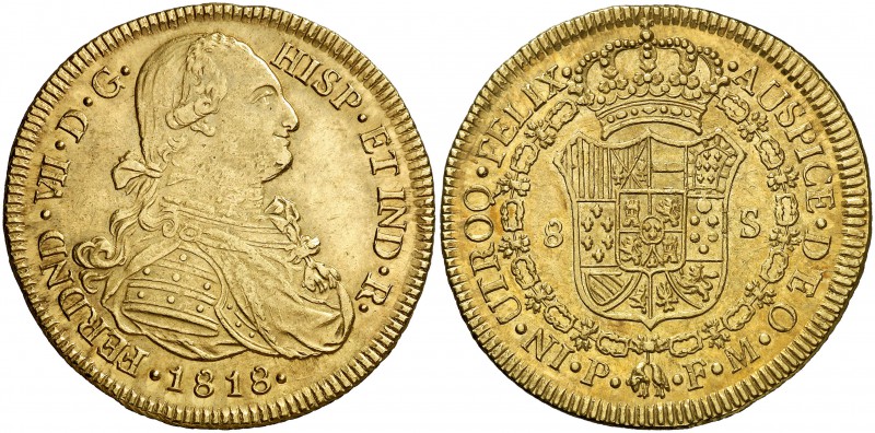 1818. Fernando VII. Popayán. FM. 8 escudos. (Cal. 81) (Cal.Onza 1300) (Restrepo ...