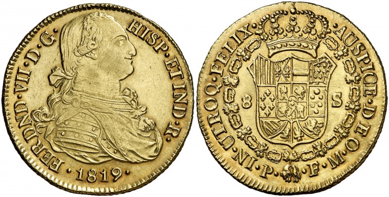 1819. Fernando VII. Popayán. FM. 8 escudos. (Cal. 82) (Cal.Onza 1301) (Restrepo ...