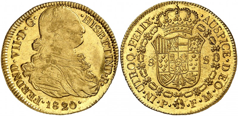 1820. Fernando VII. Popayán. FM. 8 escudos. (Cal. 83) (Cal.Onza 1302) (Restrepo ...